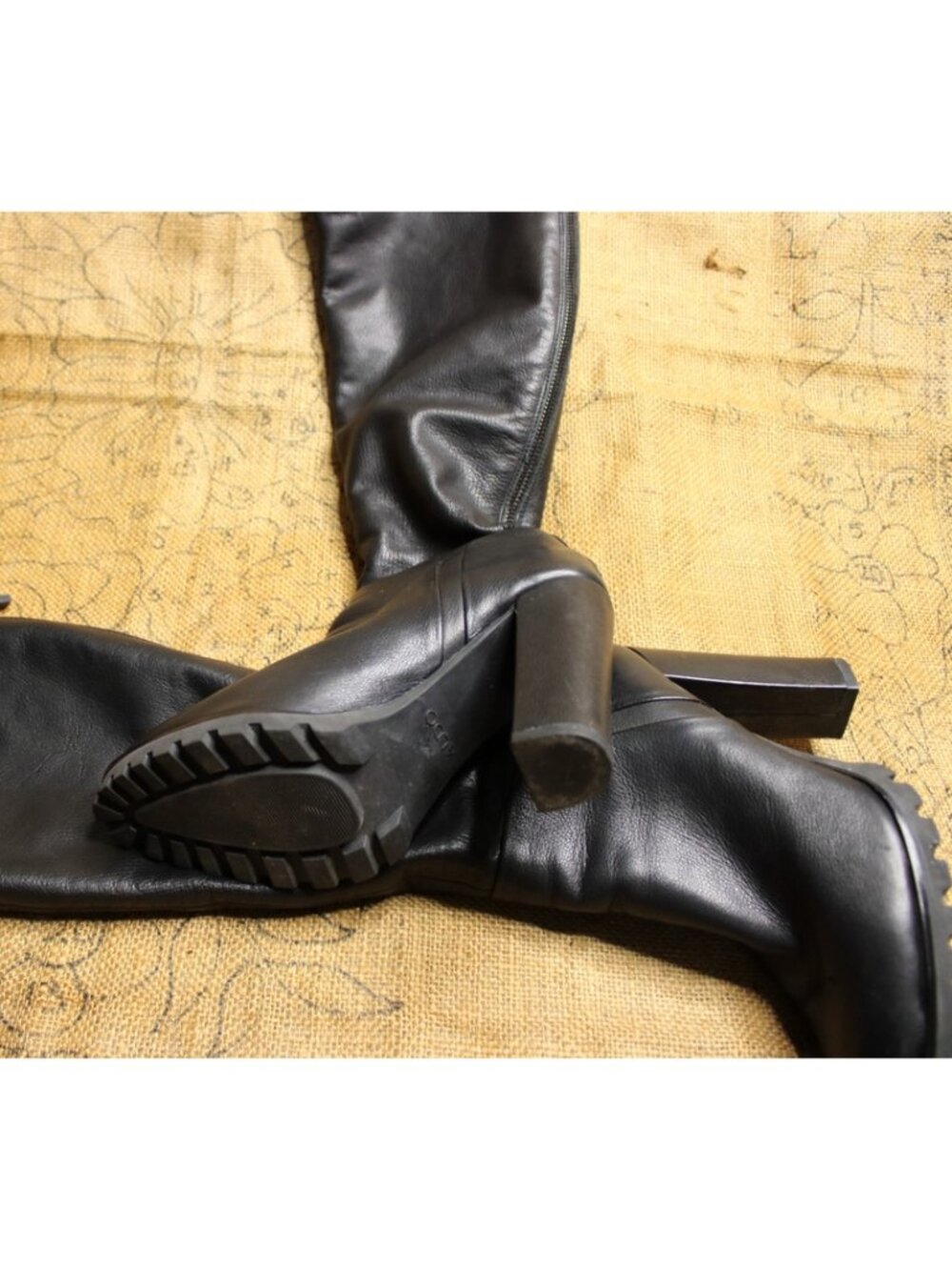 ALDO Black Knee High Platform Lug Sole Boots Chunky Grunge Y2K Goth 6.5 - Picture 7 of 8